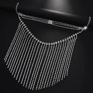 Sparkling rhinestone fringe face chain mask for women festival party costume accessories