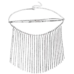 Sparkling rhinestone face mask fringe tassel chain headpiece festival masquerade party
