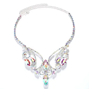 Gorgeous crystal rhinestone butterfly choker necklace for women statement party jewelry