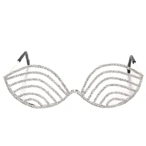 Festival rhinestone glasses frames geometric party eyewear sparkling crystal clear lens