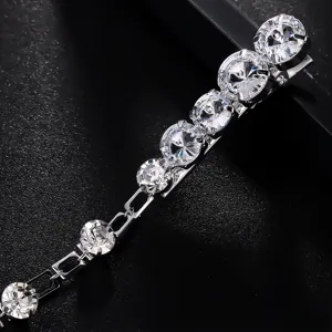 Cadena de pelo de diamantes de imitación brillantes pinza elegante accesorio de cristal plateado