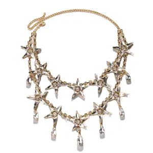 Collier ras de cou double couche en strass etoile mode luxe cristal bijoux de fete