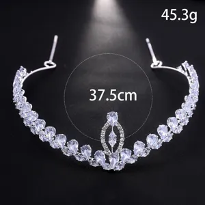 Elegante silberne Zirkonia Tiara Krone fur Damen Hochzeit Braut Party Haarschmuck