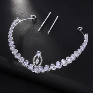 Atemberaubende silberne Zirkonia Braut Tiara Krone mit Haarnadeln fuer Hochzeit Party.