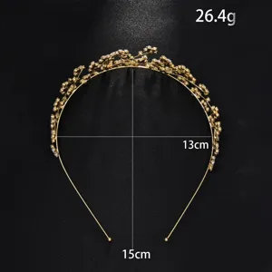 Gold rhinestone floral headband bridal tiara elegant hair accessory size 13x15cm 26.4g