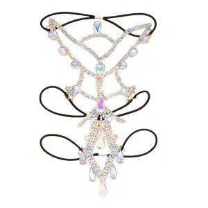 Exaggerated Rhinestone Thigh Chain Elastic Body Jewelry Stage Belly Dance Leg Accessory