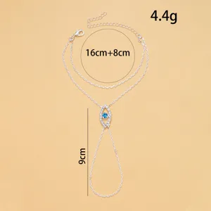 Pulsera esclava de mano mal de ojo bohemia con cristal azul estrás para mujeres moda.