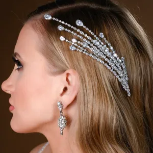 Luxurious Bridal Zirconia Hair Comb Leaf Tassel Headpiece Wedding Prom Party Women Jewelry Gold Silver Plated Hair Accessory