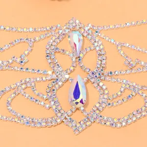 Prachtige strass holle lichaamsketting boheemse druppel kristal glanzende buik sieraden accessoire