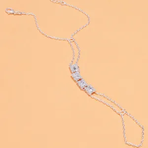 Elegante pulsera de esclavo con diamantes de imitación cadena de mano de cristal