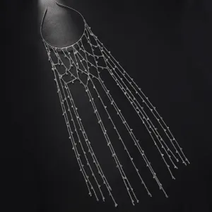 Silberner Kristall Fransen Haarreif kaskadierendes Quasten Stirnband elegante Party Haarschmuck