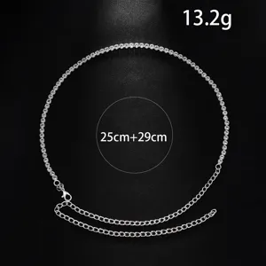 Silber Strass Ketten Halskette für Damen, stilvolles glänzendes Schmuckstück 25cm+29cm 13.2g
