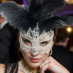 Luxurious Masquerade Mask For Carnival Party Rhinestone Feather Face Mask Elegant Halloween Ball Decorative Eye Mask Jewelry