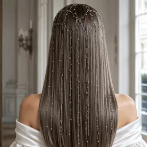Eleganter Kupferlegierung Strass Fransen Haarreif Für Damen Glänzendes Gold Silber Quaste Kette Haarreif Party Zubehör
