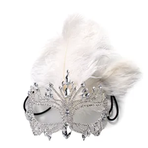 Stunning rhinestone feather masquerade mask for Halloween party costume and carnival events.