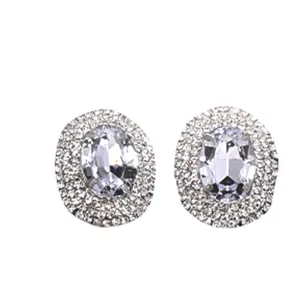 Elegante ovale Kristall Strass Ohrringe für Damen, glänzendes modisches Schmuckaccessoire.