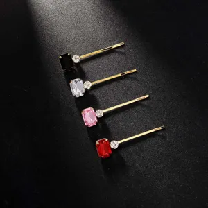 Strass Haarnadeln Set, 4 bunte Kristall Bobby Pins, elegante Metall Haarschmuck für Frauen.