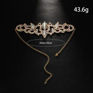 Rhinestone leg chain detail showing sparkling colorful crystals and delicate alloy chain.