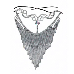 Rhinestone face mask crystal tassel chain party festival masquerade sparkling jewelry