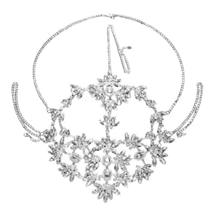 Silver rhinestone face chain mask sparkling crystal masquerade party festival face jewelry