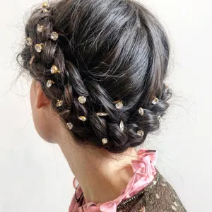 Horquilla de Cobre con Diamantes de Imitación de Moda Coreana Pasador de Pelo Lateral Geométrico Simple Elegante Adornos para el Cabello para Mujeres