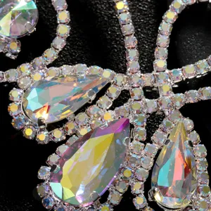 Detailed view of a sparkling AB rhinestone waist chain, perfect sexy bikini accessory.