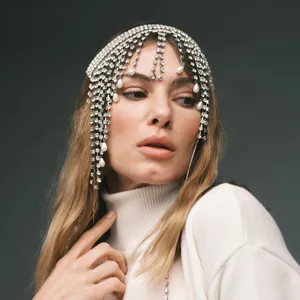Rhinestone Bangs Hair Chain Tassel Headpiece Women Fashion Forehead Jewelry Party Sparkly