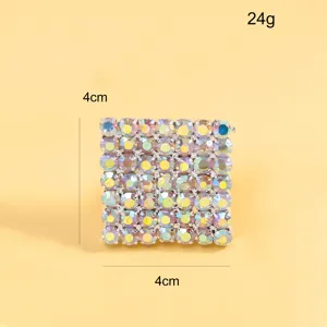 Anello quadrato con strass anello aperto geometrico gioiello di moda elegante misura 4cm