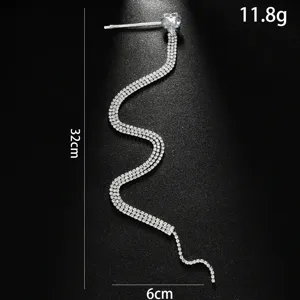 Brillante cadena de pelo serpiente de strass borla cristal pasador accesorio moda