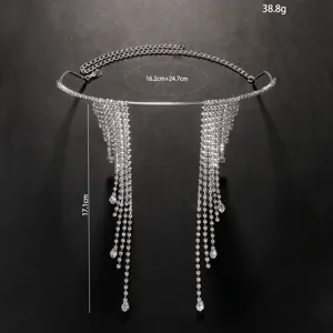 Strass nappa catena viso dettaglio, scintillante cristallo orecchio appendi festa maschera
