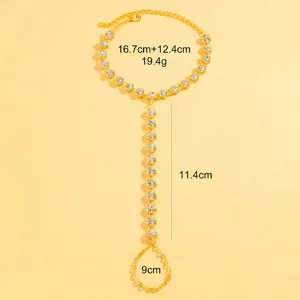 Elegant Gold Rhinestone Toe Ring Anklet Summer Beach Foot Chain Fashion Jewelry New Style
