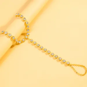 Gold rhinestone foot chain fashion beach toe ring anklet summer elegant jewelry piece