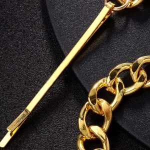 Golden metal hair chain detail hip hop punk style fashion party hair accessories