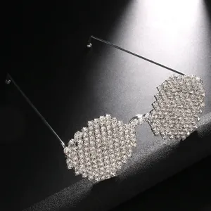 Monture de lunettes ronde en strass scintillants accessoire de mode tendance pour festival