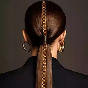 Punk Metal Tassel Hair Chain Hip Hop Long Fringe Headpiece Rhinestone Braid Jewelry For Party Women Hair Accessories