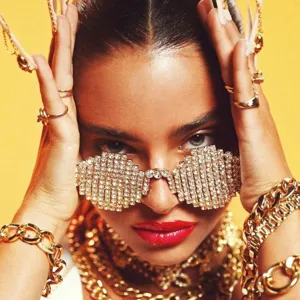 Monture de Lunettes Ronde en Strass pour Femme Lunettes Scintillantes en Métal pour Festival de Musique et Fête
