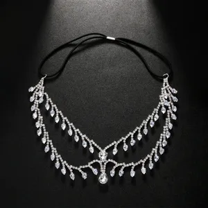 Sparkling rhinestone forehead chain crystal fringe party headpiece for women sexy mask