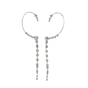 Elegante Strass Quasten Ohrklemmen für Damen, Clip Ohrringe, Ohrschmuck, glänzendes Design.