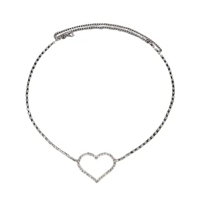 Catena da cintura con cuore di strass catena da corpo argento gioielli moda sexy donna