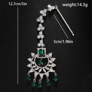 Chaine de front traditionnelle indienne en strass, accessoire de bijou de cheveux ethnique.