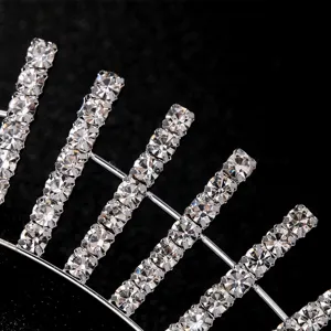 Silver rhinestone hair hoop detail crystal tiara party headwear exquisite jewelry shine