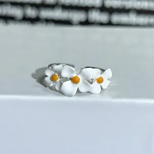 Sweet daisy enamel open ring with colorful flower zircon design for women daily jewelry wear