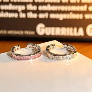 Vierkante zirkoon open ring chique luxe stapelbare ringen zilver sieraden voor vrouwen