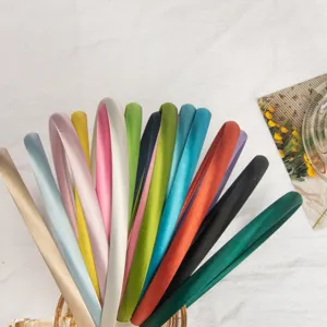 Serre-tête fin en satin couleur bonbon accessoire cheveux mignon pour fille mode coiffure
