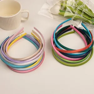 Ensemble de serre-têtes en satin coloré, cerceaux de cheveux fins bonbon pour femmes et filles.