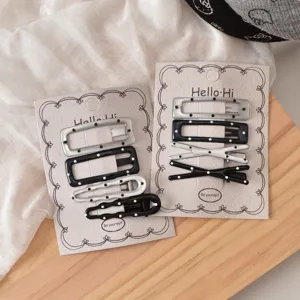 Y2K style sweet and cool black silver polka dot hair clips side bang clip hair accessories.