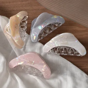 Pince à cheveux en acétate irisé grande taille perlé pince requin joli accessoire cheveux femme