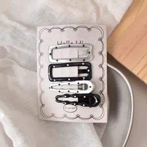 Black and silver polka dot hair clips set, y2k style sweet cool bobby pins for side bangs.