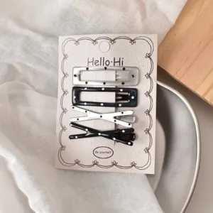 Sweet cool y2k polka dot hair clip set, metal bb clips and cross hairpins for women daily wear.