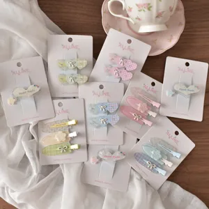 Dolci Fermagli Per Capelli A Cuore Plaid Per Donna Simpatici Fiocchi Floreali Clip A Becco D'Anatra Serie Primavera Acrilico Strass Clip Laterali Per Frangia Accessori Per Capelli